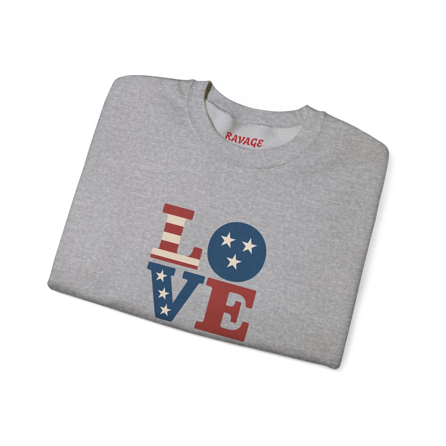 Patriotic Love Sweatshirt | Unisex Crewneck, Cozy Top for Celebrations, Gifts, Independence Day, Casual Style, Everyday Comfort