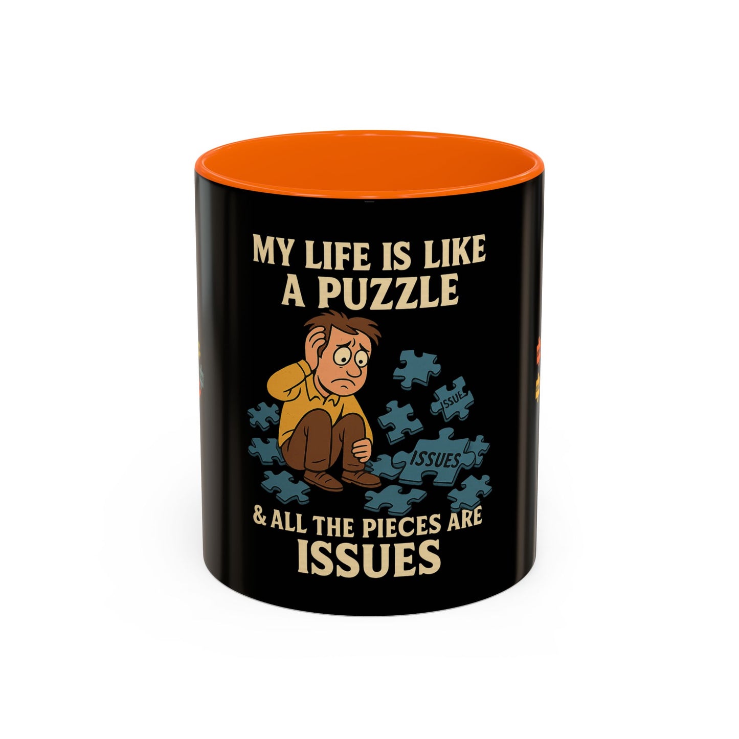 Puzzle-Themed Coffee Mug – "My Life Is Like A Puzzle" – Funny Gift for Coffee Lovers, Tea Drinkers