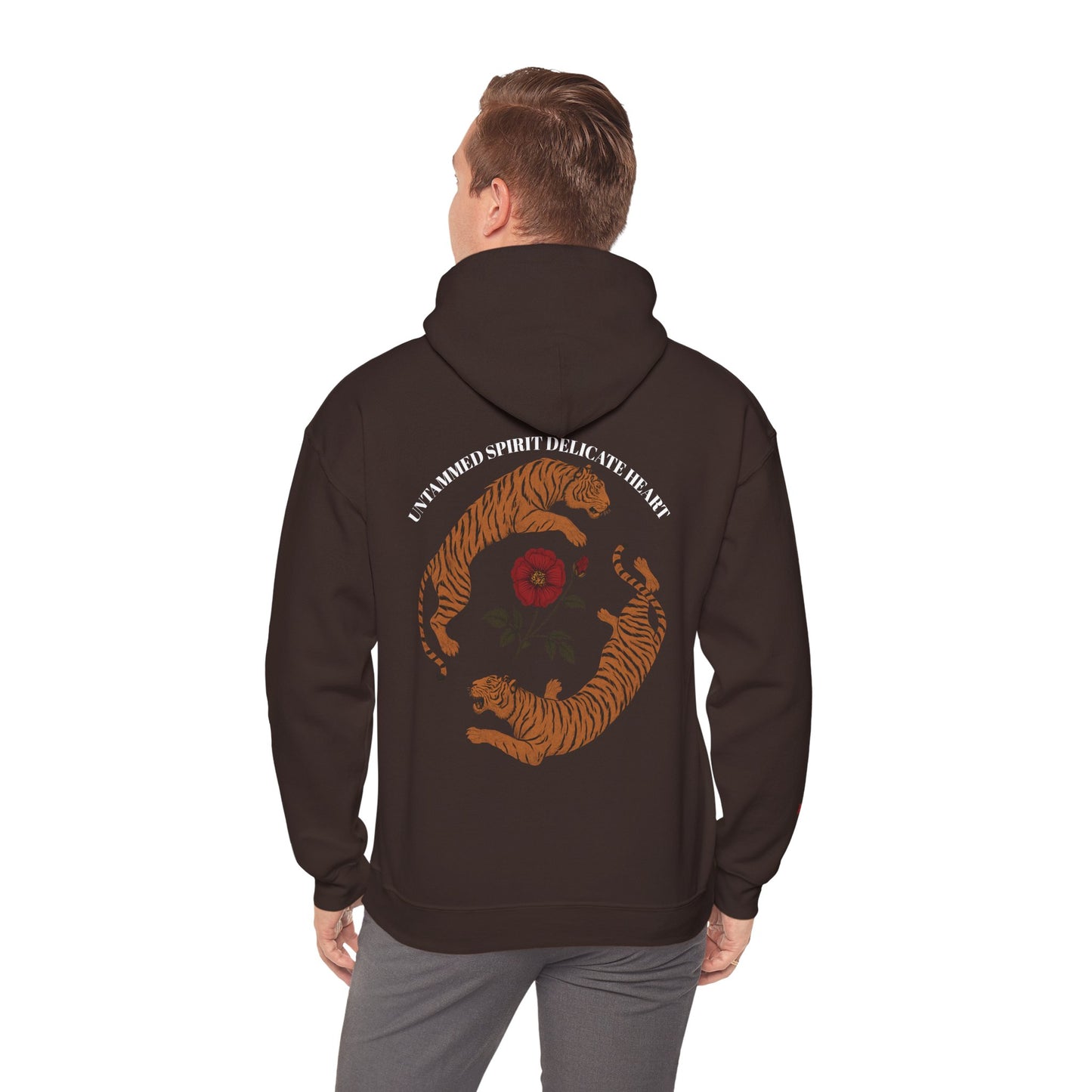 Black Tiger & Rose Graphic Tee, Unisex Cotton Hoodie, Casual Wear, Nature Inspired Gift, Statement Shirt, Festival Apparel
