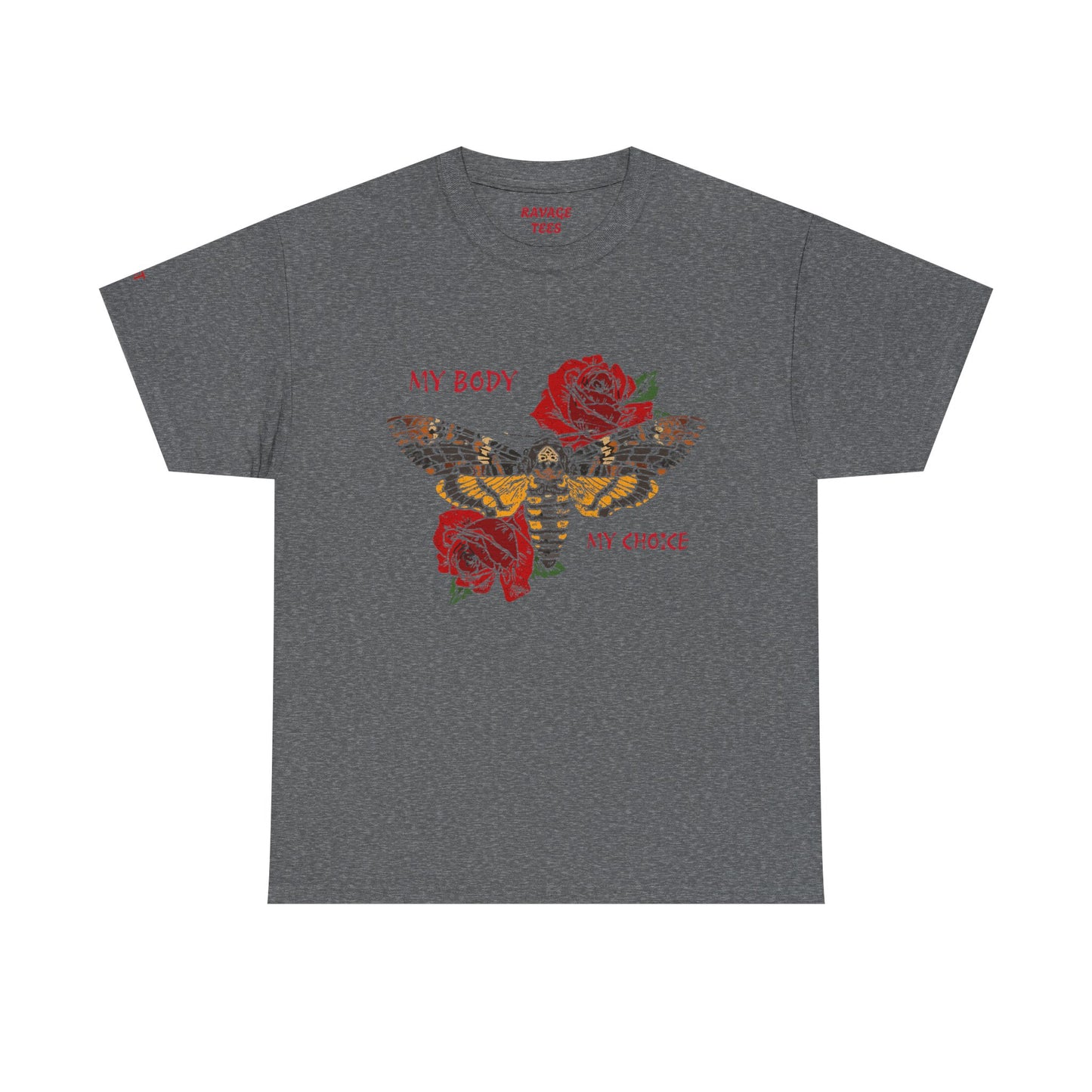 Your Body Your Choice Tee with Butterfly & Rose Design