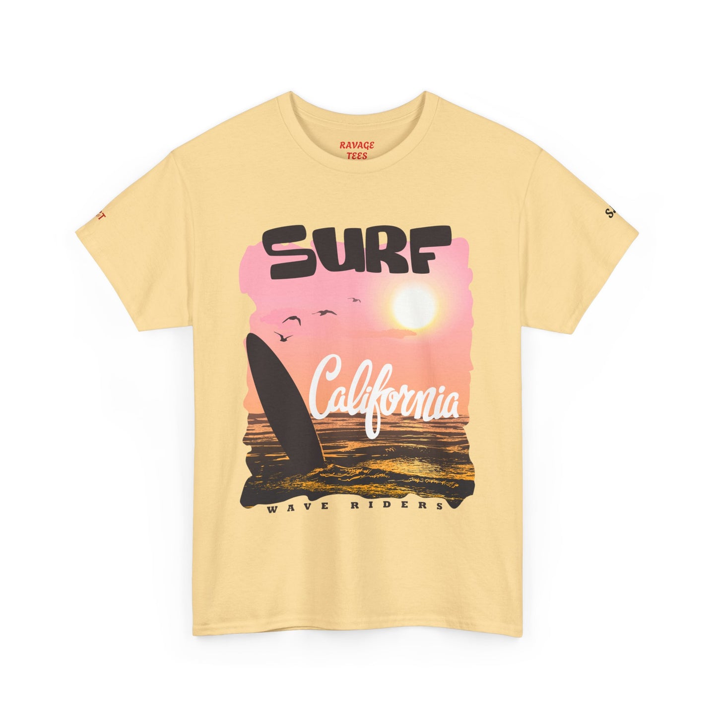 California Surf Unisex Heavy Cotton Tee, Summer Vibes T-Shirt, Beach Life Shirt, Surfing Gift, Vacation Wear, Casual Apparel