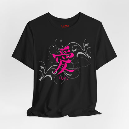 Love Kanji — Pink Asian Calligraphy Tee