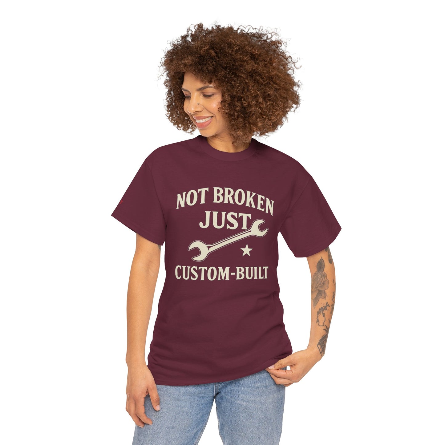 Not Broken Just Custom-Built Unisex Tee – Funny Mechanic T-Shirt, DIY Enthusiast Gift, Casual Workwear Shirt