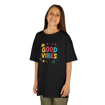 Kids Good Vibes T-Shirt – Fun Graphic Tee with Positive Message, Cool Summer Outfit, Birthday Gift for Children