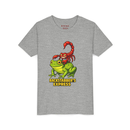 Youth Tee - "Backstabber's Express" Frog & Scorpion Graphic