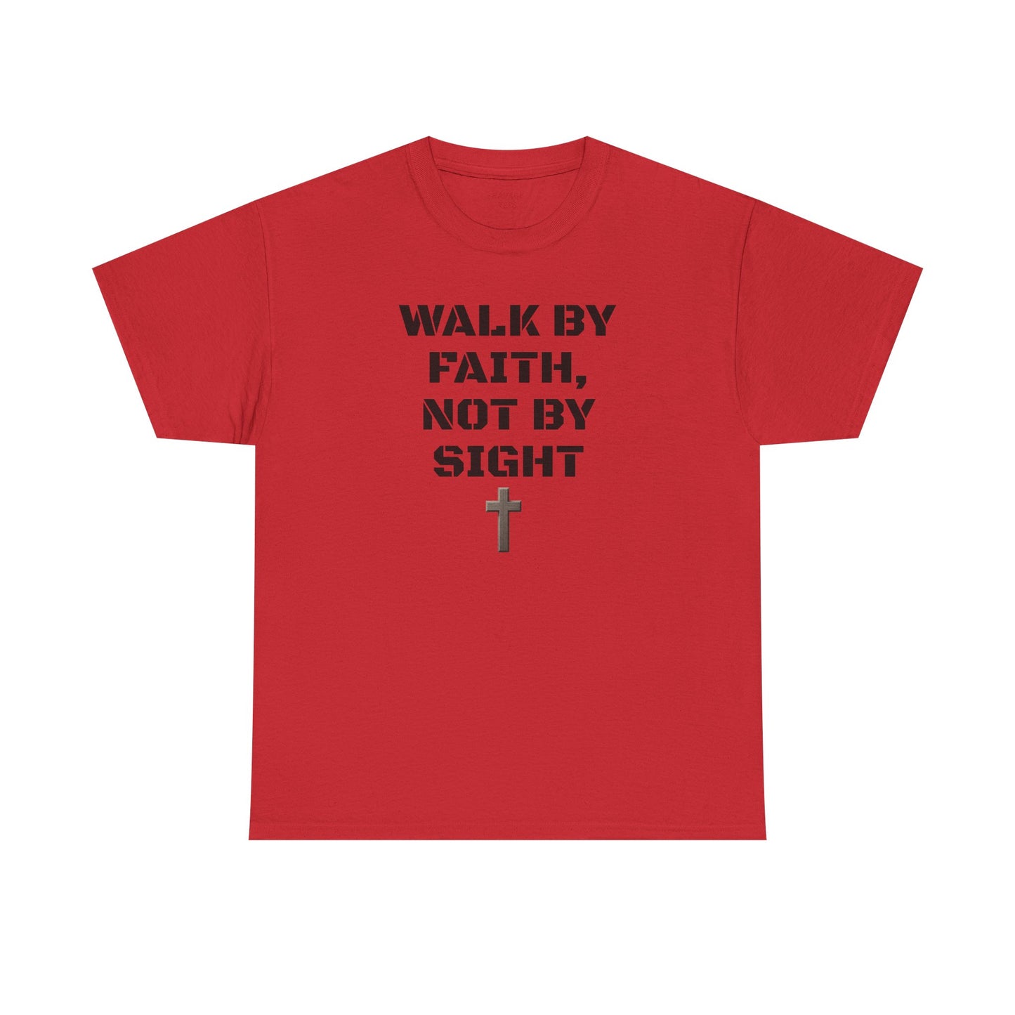 "Walk By Faith" Tee: Christian Bible Verse Unisex Heavy Cotton Shirt