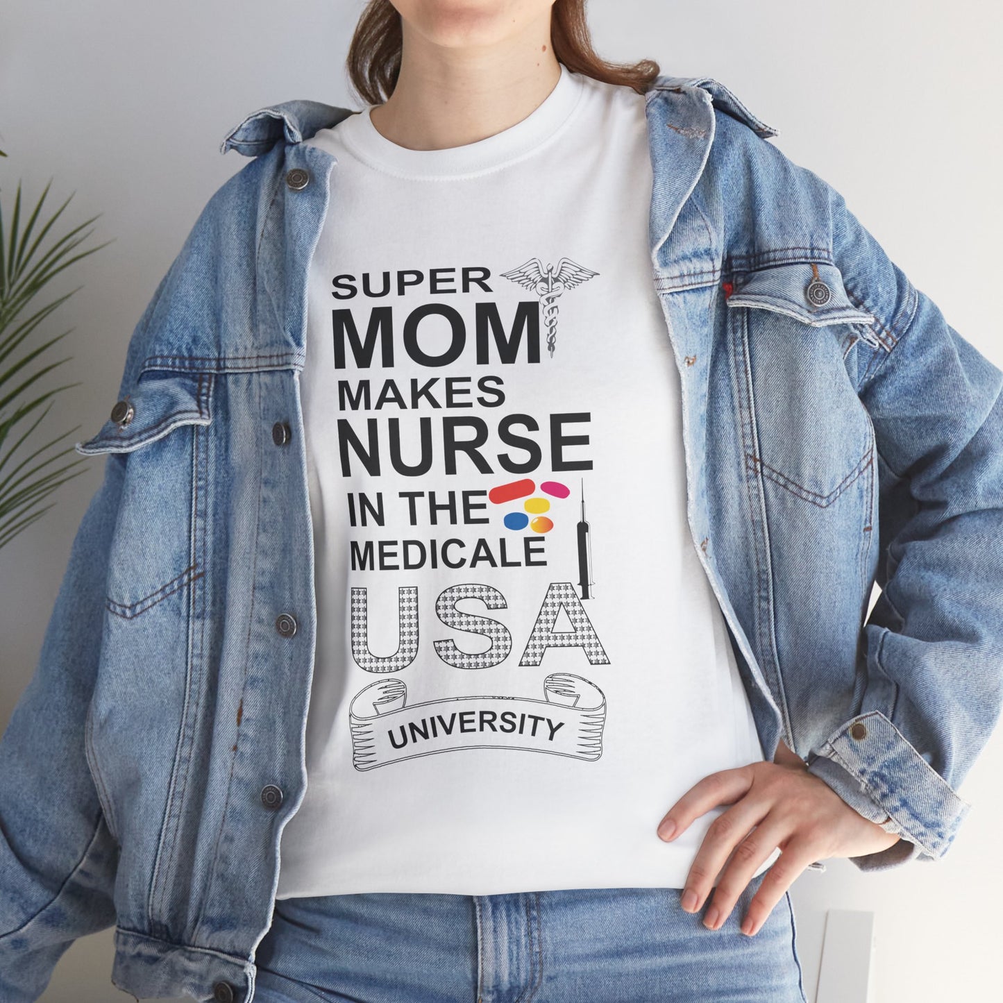 Super Mom Nurse Tee, Unisex Cotton T-Shirt for Nurses, Gift for Medical Professionals, Medical Field Apparel