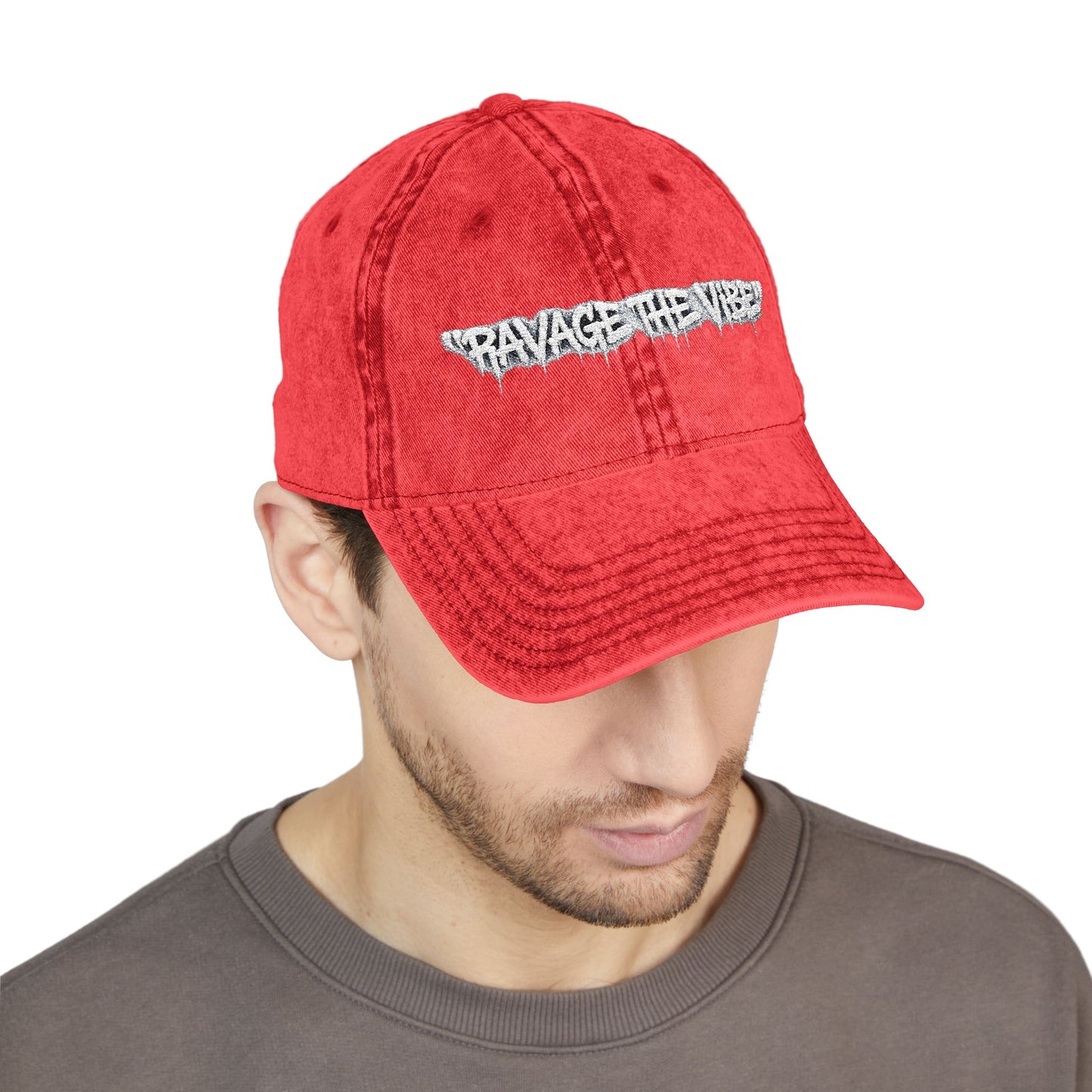 Vintage Embroidered Cap - "RAVAGE THE VIBE"