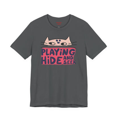 Playing Hide and Seek Cat T-Shirt — Cute Graphic Tee for Cat Lovers
