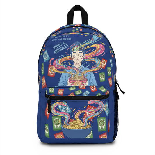Vibes and Noodles Backpack – Vibrant Foodie Design, Unisex School Bag, Fun Gift for Students & Food Lovers, Everyday Casual Use
