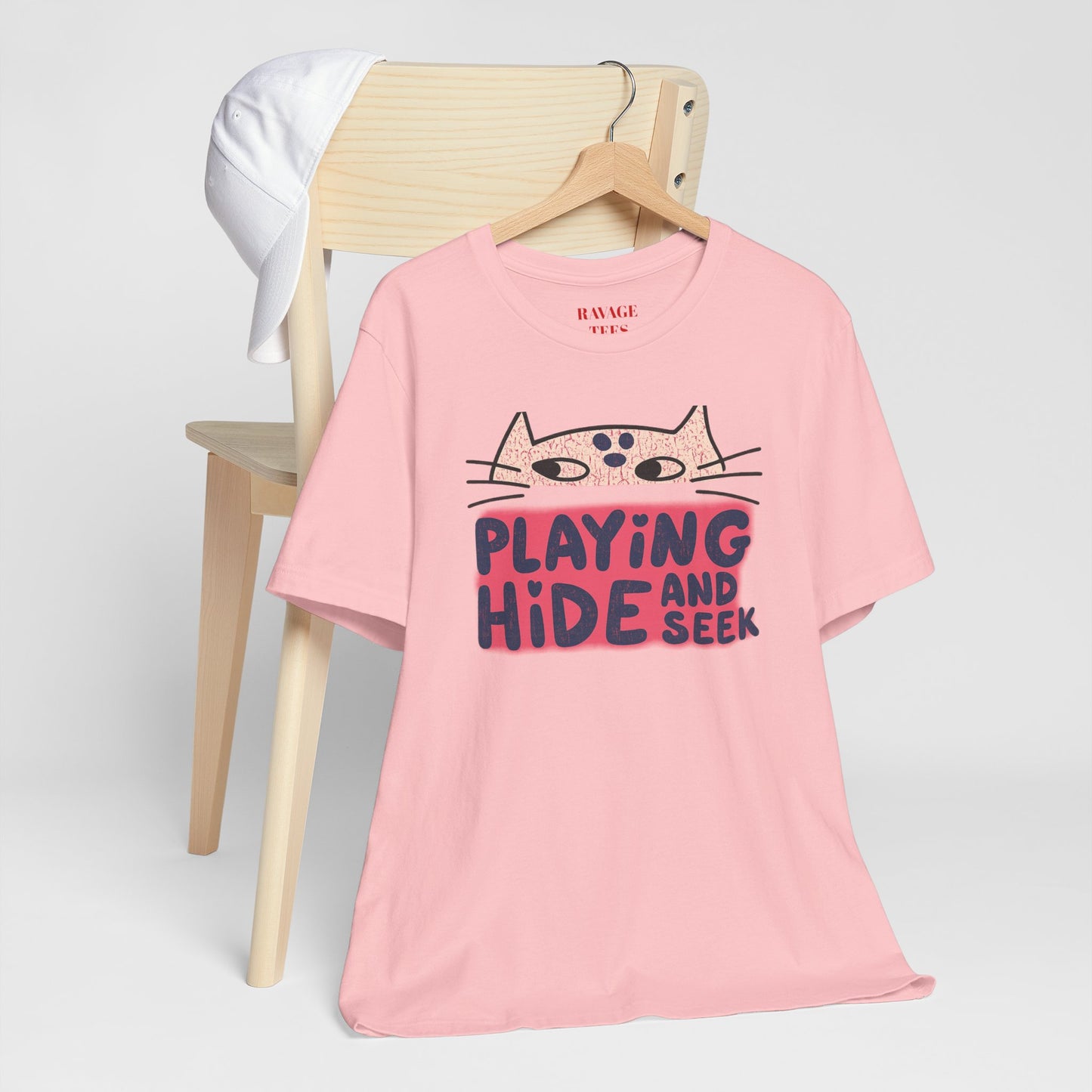 Playing Hide and Seek Cat T-Shirt — Cute Graphic Tee for Cat Lovers
