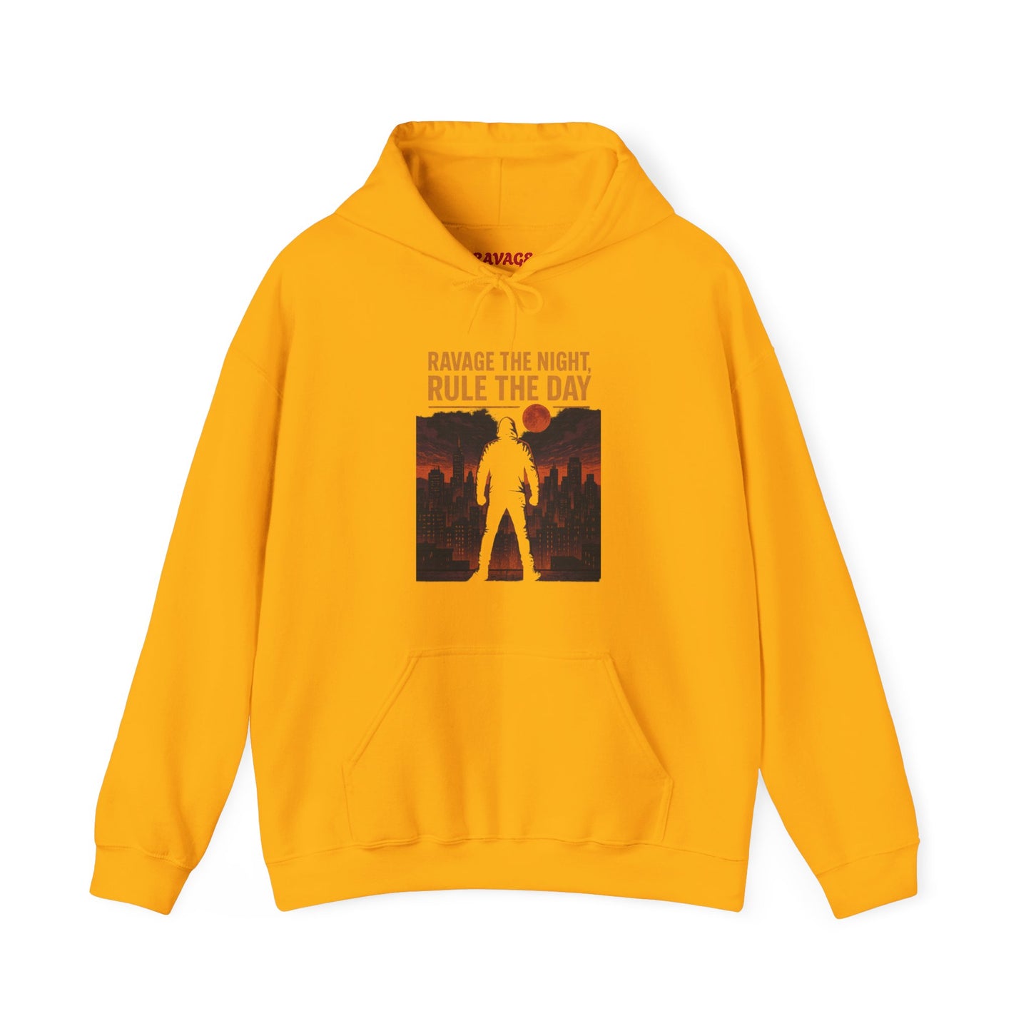 RAVAGE THE NIGHT RULE THE DAY Hoodie – Urban Adventure Graphic Sweatshirt, Cool Unisex Streetwear, Casual Wear, Unique Gifthion