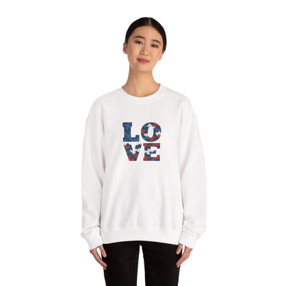 Patriotic Love Sweatshirt | Unisex Crewneck, Cozy Top for Celebrations, Gifts, Independence Day, Casual Style, Everyday Comfort
