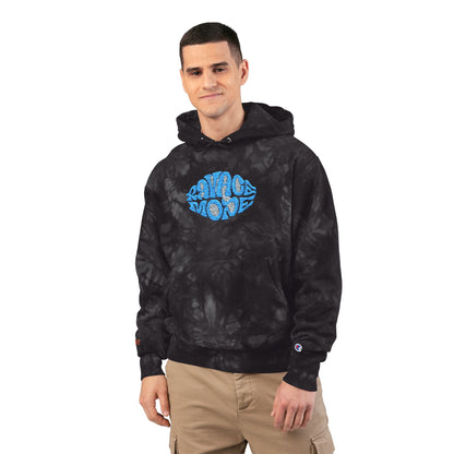 RAVAGE MODE Tie-Dye Embroidered Hoodie – Blue Lip Design