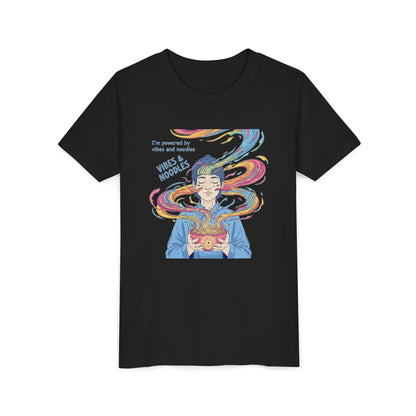 Vibes & Noodles Youth Tee, Cute Kid's T-Shirt, Fun Graphic Tee, Colorful Short Sleeve Shirt, Gift for Kids, Summer Outfit
