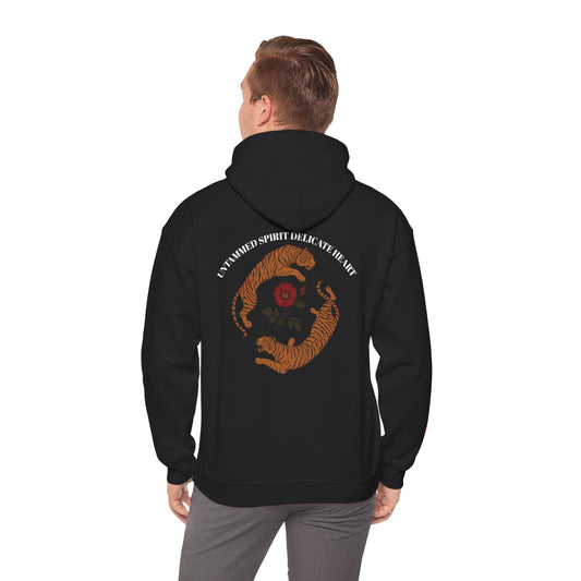 Black Tiger & Rose Graphic Hoodie