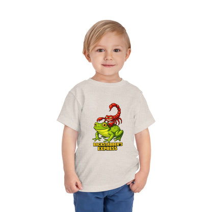 Toddler Tee — 'Backstabber's Express' Scorpion & Frog Funny Kids Shirt