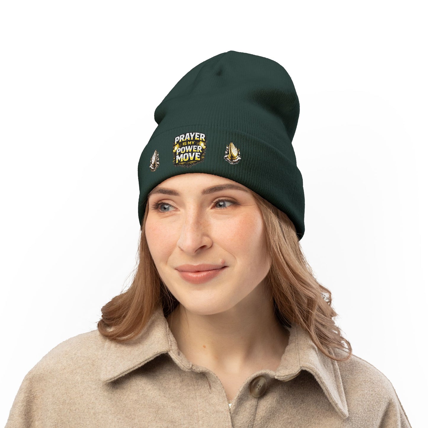 Prayer Is My Power Move Beanie — Knit Embroidered Winter Hat