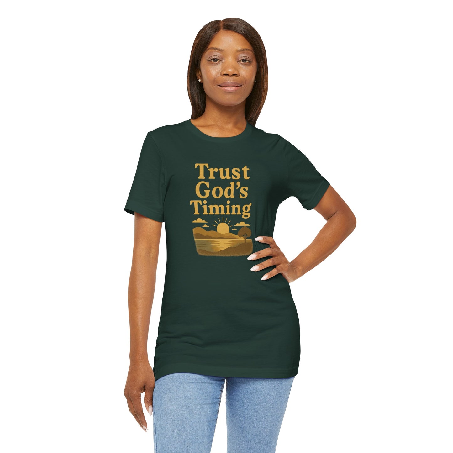 Unisex Inspirational Tee - Trust God's Timing, Relaxed Fit T-Shirt, Motivational Shirt for Everyday Wear, Plus Size Available, Gifts [...]