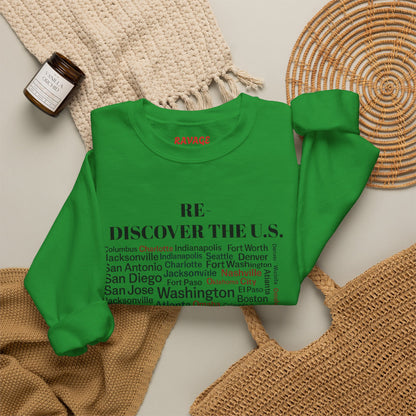 Re-Discover the U.S. Travel Enthusiast Sweatshirt, Cozy Crewneck, Explore America, Casual Wear