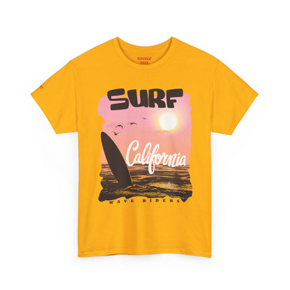 Surf California Suns Unisex Heavy Cotton Teet T-Shirt | Wave Riders Graphic Tee | Ravage Tees Beach & Surf Collection