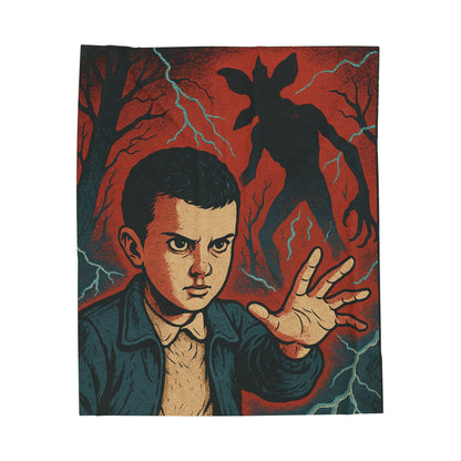 Stranger Vibes Velveteen Plush Blanket, Cozy Throw for Movie Nights, Halloween Decor, Gifts for Fans, Retro Home Decor, Soft and Warm