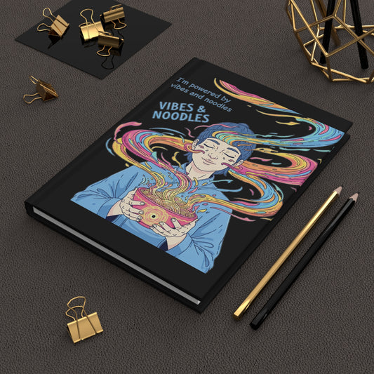 Vibes and Noodles Vibrant Notebook Journal – Vibes & Noodles, Creative Writing, Gift for Foodies and Students, Inspirational Journal, Self-Reflection Diary