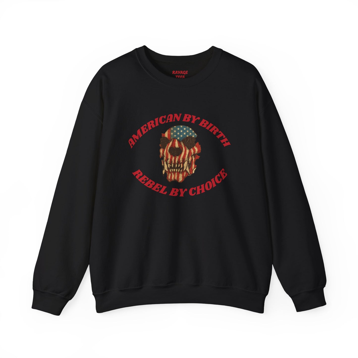 Rebel By Choice Sweatshirt, Vintage Skull Crewneck, American Pride Pullover, Gift for Biker Enthusiasts, Edgy Streetwear Fashion