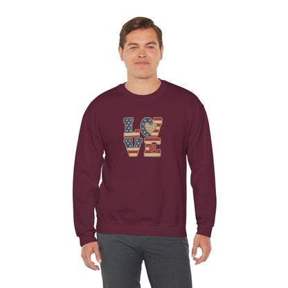 Patriotic Love Sweatshirt | Unisex Crewneck, Cozy Top for Celebrations, Gifts, Independence Day, Casual Style, Everyday Comfort