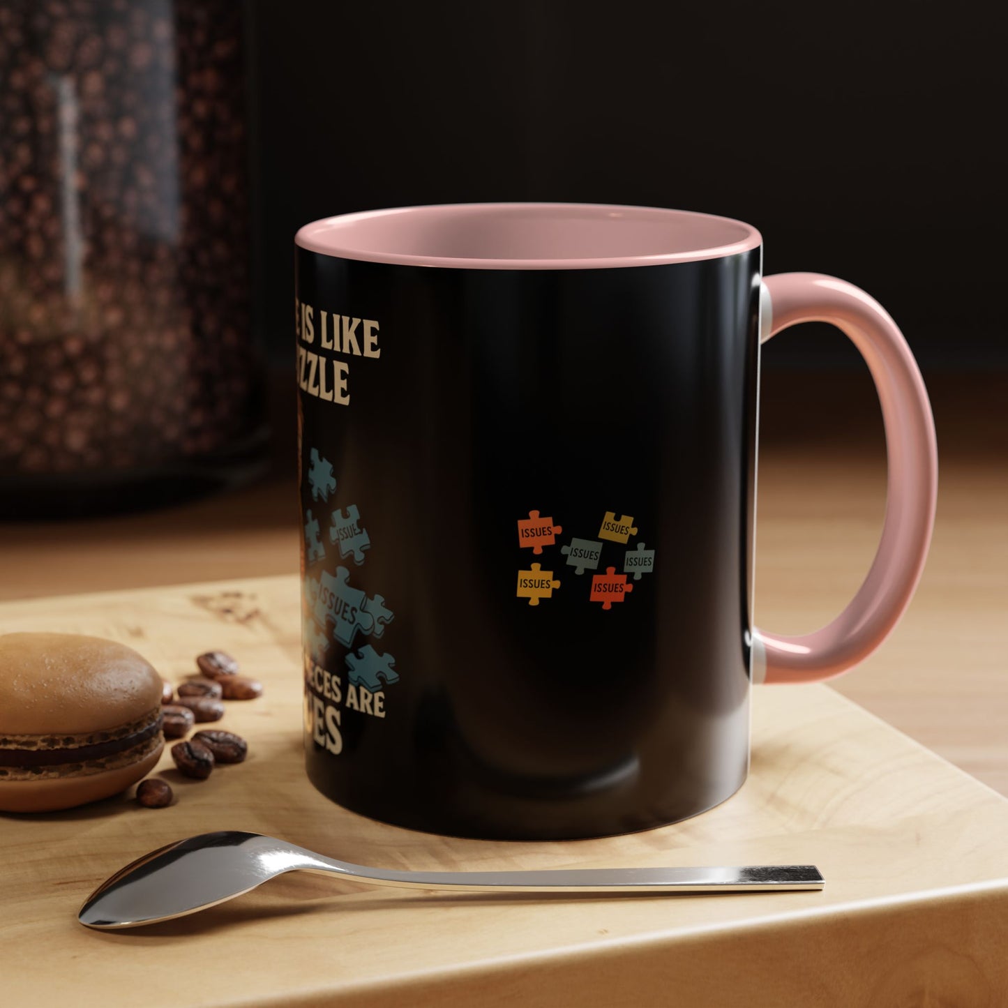 Puzzle-Themed Coffee Mug – "My Life Is Like A Puzzle" – Funny Gift for Coffee Lovers, Tea Drinkers
