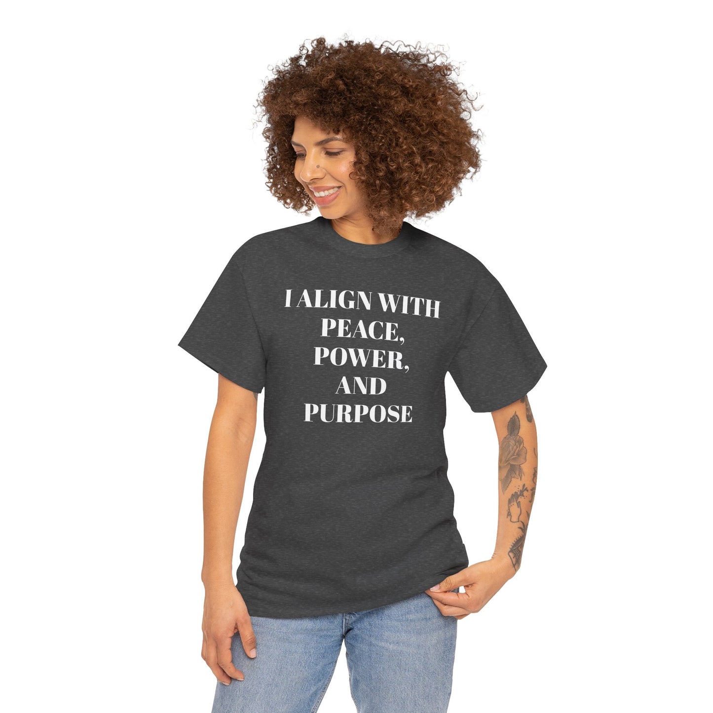 I ALIGN WITH PEACE, POWER AND PURPOSE Tee, Unisex T-Shirt, Soft Cotton Shirt, Minimalist Apparel, Meditative Style, Everyday Wear