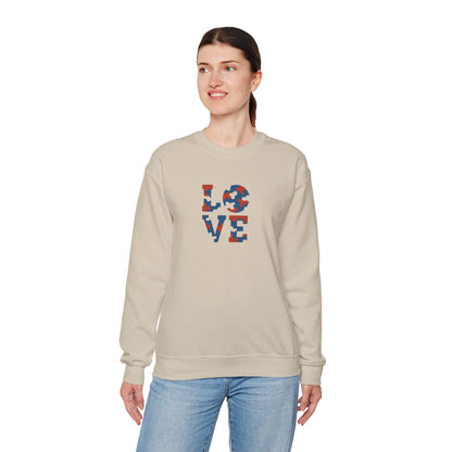 Patriotic Love Sweatshirt | Unisex Crewneck, Cozy Top for Celebrations, Gifts, Independence Day, Casual Style, Everyday Comfort