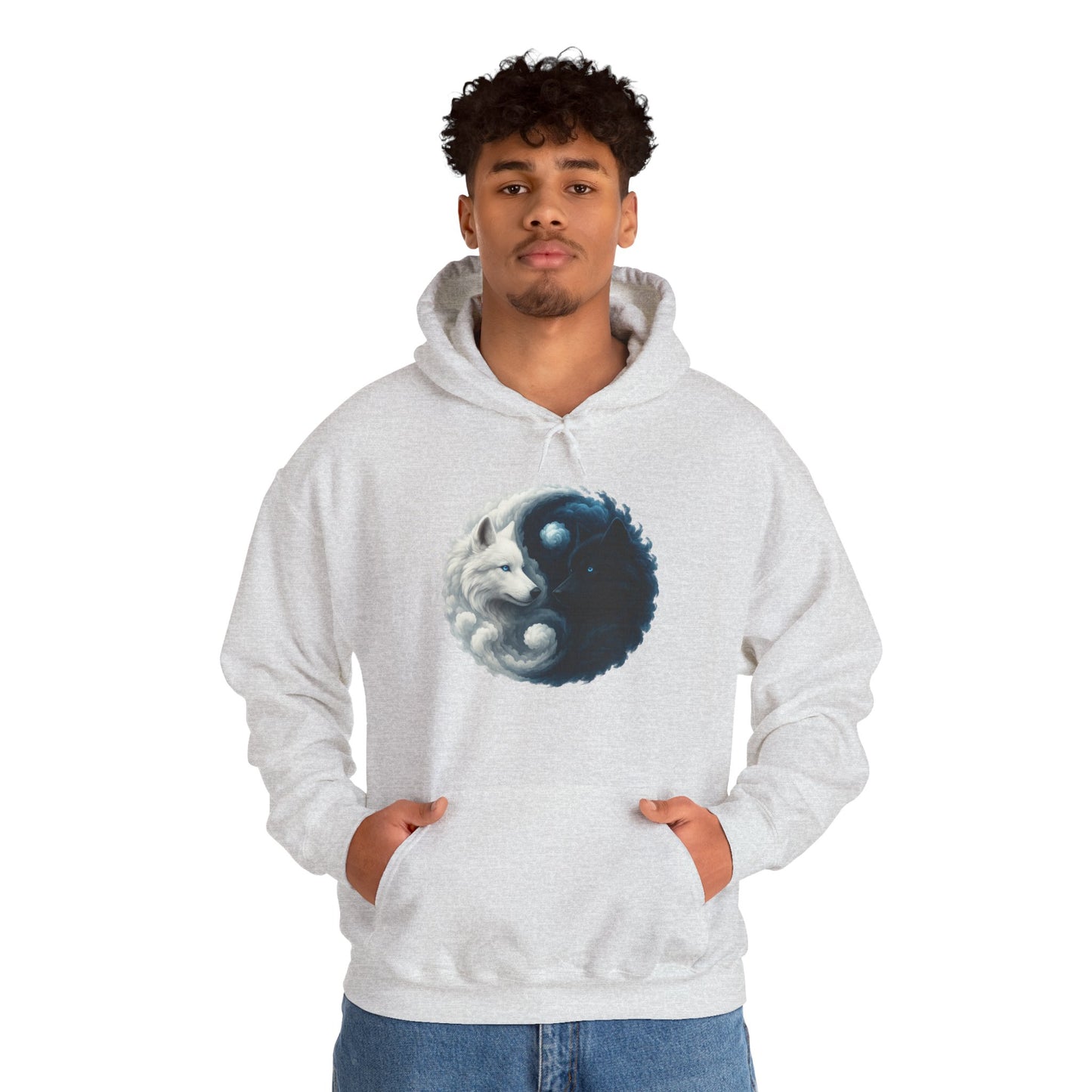 Yin Yang Wolf Sweatshirt: Spiritual Harmony Wildlife Pullover