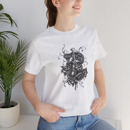Snake & Dagger Tee: Edgy Unisex Tattoo-Style Graphic Shirt