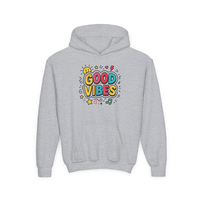 Kids Good Vibes Hoodie – Fun Graphic Sweatshirt with Positive Message, Cozy Casual Outfit, Birthday Gift for Children