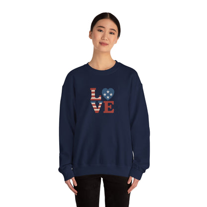 Patriotic Love Sweatshirt | Unisex Crewneck, Cozy Top for Celebrations, Gifts, Independence Day, Casual Style, Everyday Comfort
