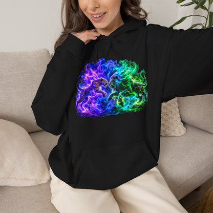 Neon Nebula Predator Clash Graphic Hoodie