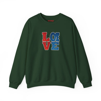 Patriotic Love Sweatshirt | Unisex Crewneck, Cozy Top for Celebrations, Gifts, Independence Day, Casual Style, Everyday Comfort