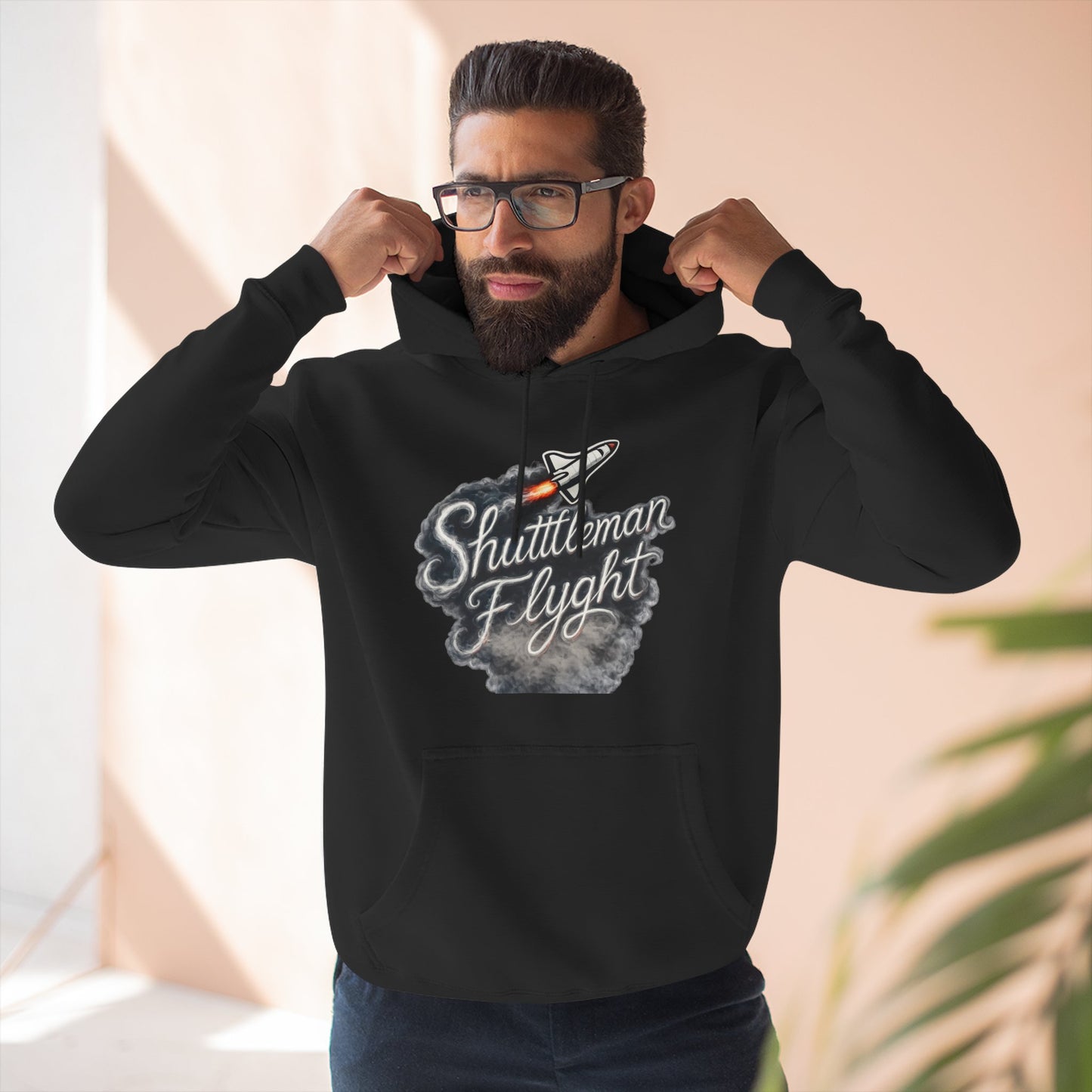 Shuttleman Flight Hoodie — Retro Rocket Pilot Graphic Hoodie