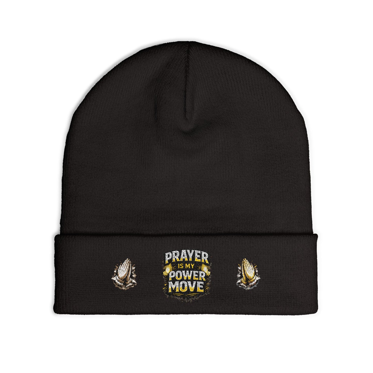 Prayer Is My Power Move Beanie — Knit Embroidered Winter Hat