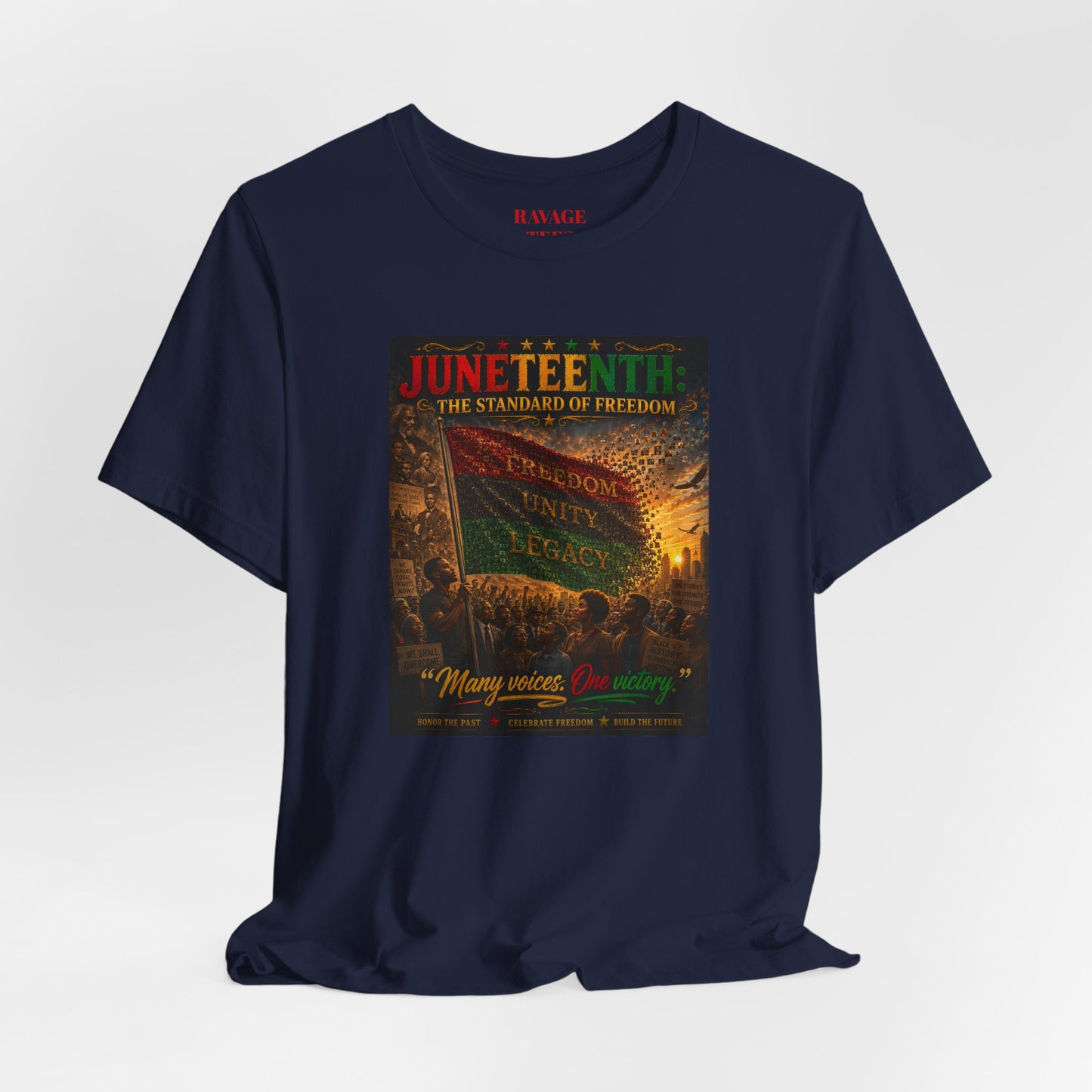Juneteenth Standard of Freedom — 'Many Voices One Victory' Graphic Tee