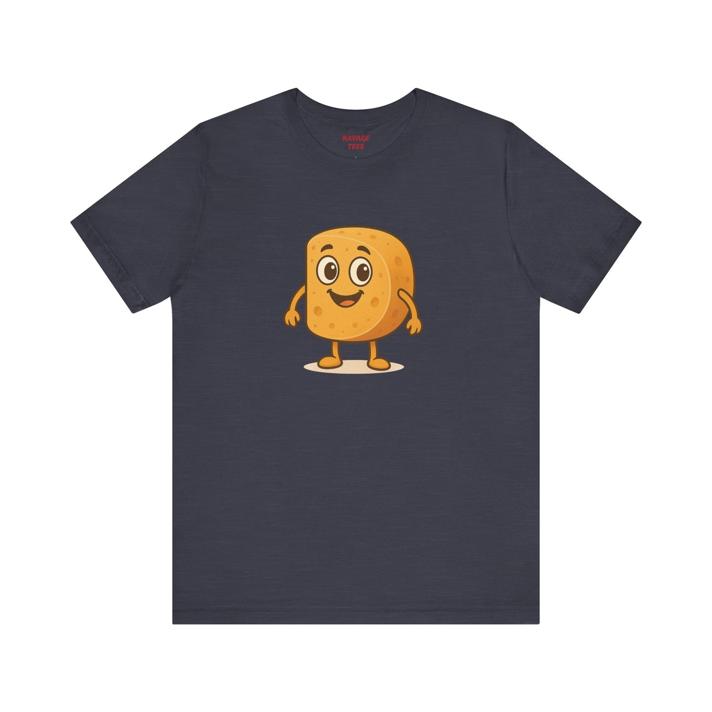Happy Cheesy Square Character T-Shirt | Cute Cartoon Cheese Tee