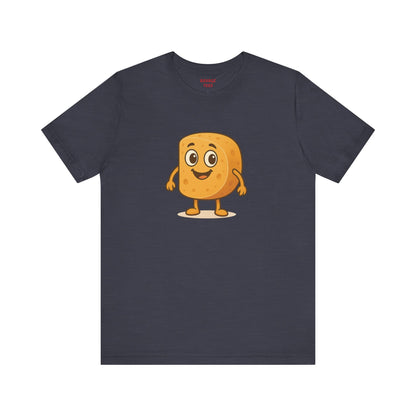 Happy Cheesy Square Character T-Shirt | Cute Cartoon Cheese Tee