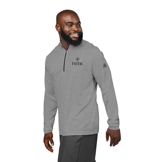 Faith Embroidered Adidas Quarter-Zip Pullover | Sportswear Top, Workout Gear, Casual Wear, Gift for Fitness Lovers, Motivation Apparel
