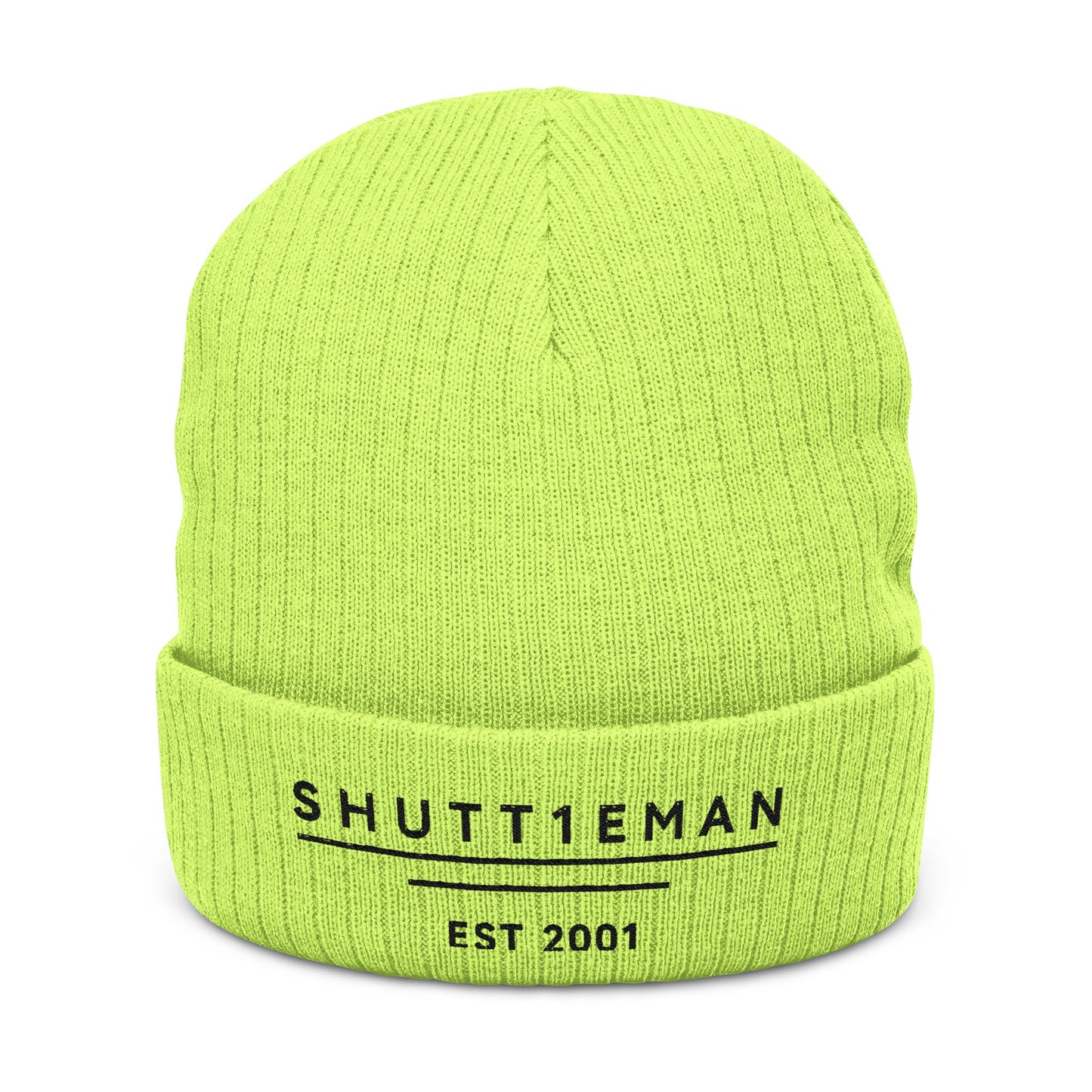 Embroidered Ribbed Beanie — SHUTTIEMAN EST 2001 Knit Hat