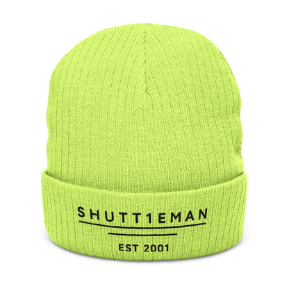 Embroidered Ribbed Beanie — SHUTTIEMAN EST 2001 Knit Hat