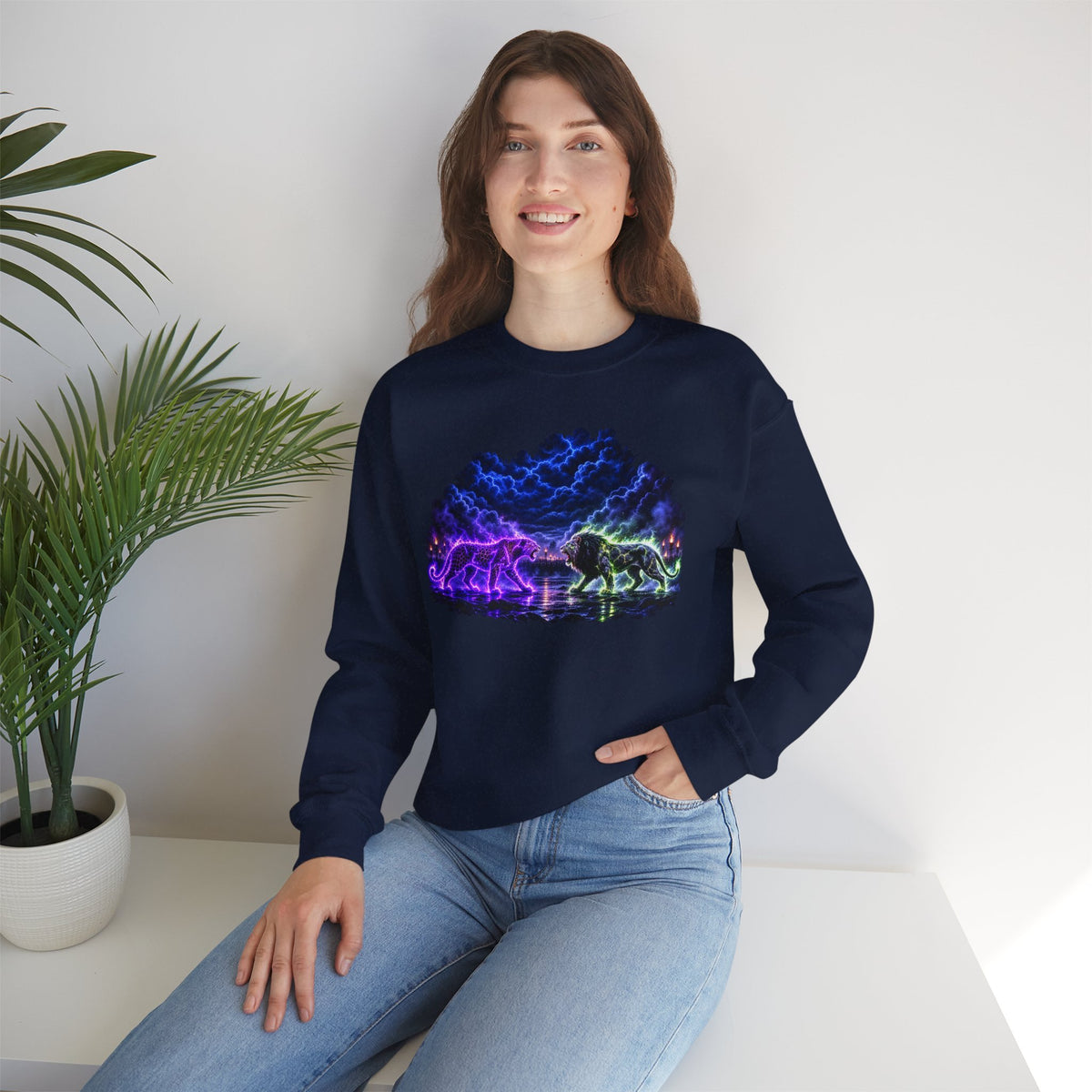 Neon Nebula Predator Clash Graphic Sweatshirt