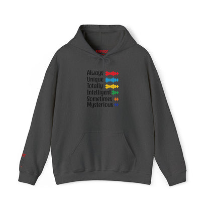 Autism Puzzle Piece Hoodie – Always Unique Design | Inclusive Unisex T-Shirt | Awareness Apparel
