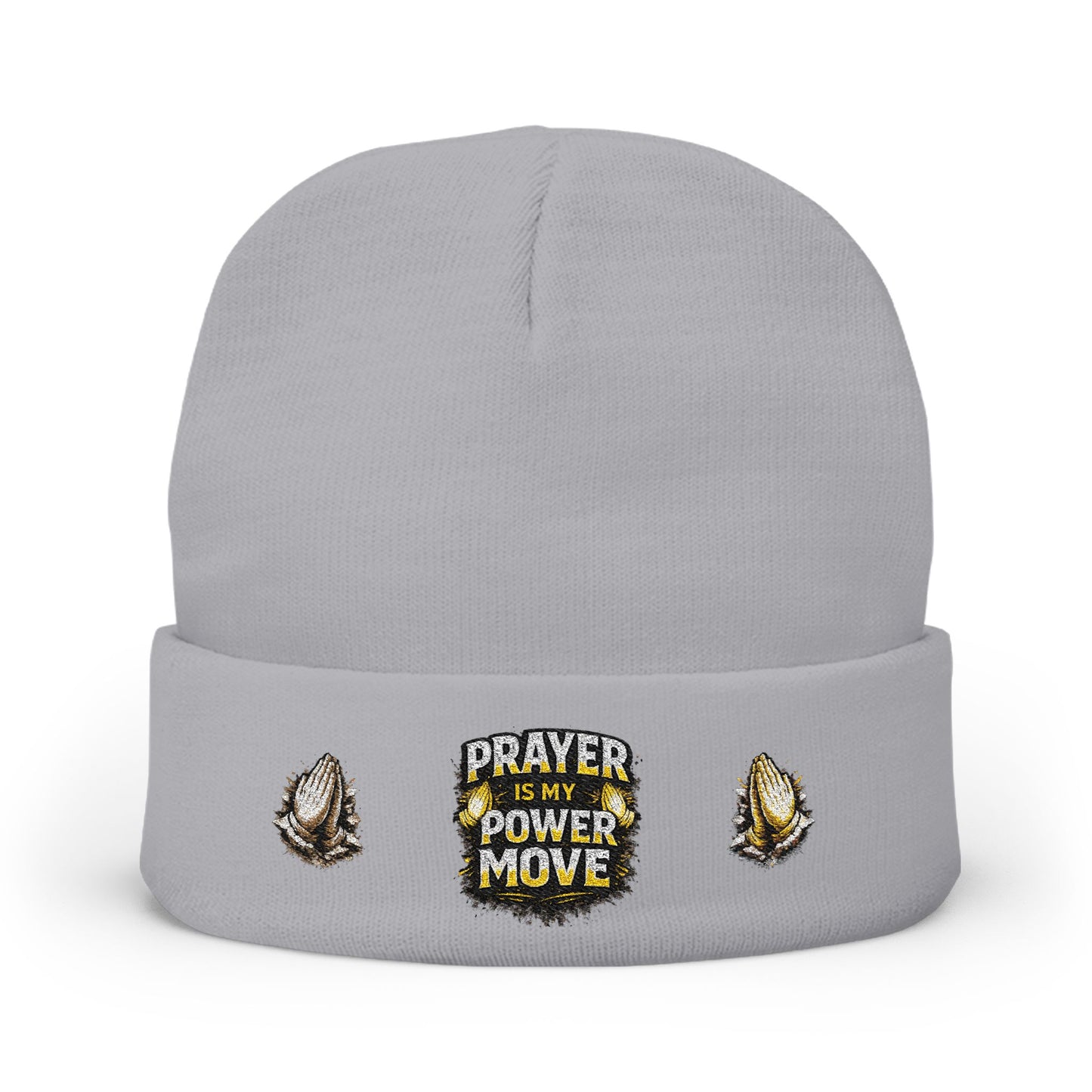 Prayer Is My Power Move Beanie — Knit Embroidered Winter Hat