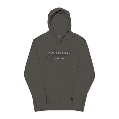Shutt1eman Embroided Vintage Pigment Black-Dyed Hoodie